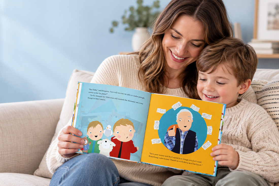 Mother and child sharing a Teddy book