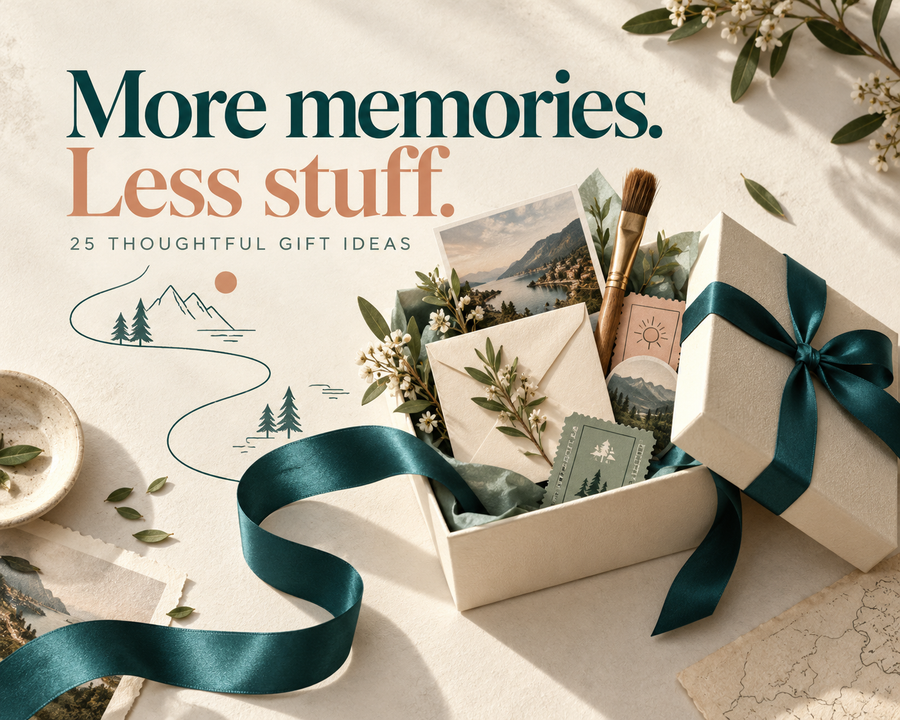 Thoughtful gifts for kids: a gift box with keepsakes, art supplies and experience cards