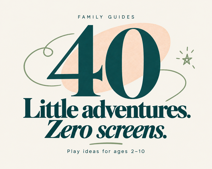 40 screen-free activities for kids ages 2 to 10, typographic editorial cover